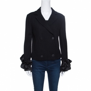 Pre Owned Emporio Armani Back Wool Blend Double Breasted Blazer M