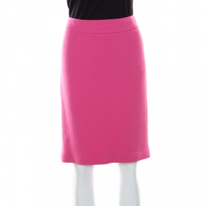 Pre Owned Emporio Armani Pink Wool Crepe Pencil Skirt M