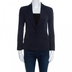 Pre Owned Emporio Armani Navy Blue One Button Tailored Blazer S