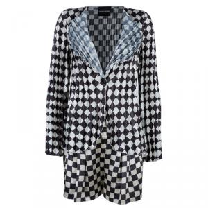 Pre Owned Emporio Armani Black and White Checked Blazer and Pants Set S/M
