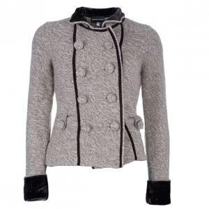 Pre Owned Emporio Armani Off-White Wool Button Down Jacket M