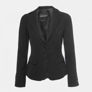 Pre Owned Emporio Armani Black Wool Single Breasted Blazer M