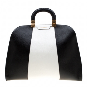 حقيبة يد أمبوريو أرماني جلد بيضاء/ سوداء