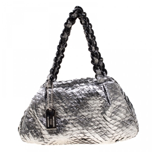 Armani Collezioni Silver Coated Nylon Chain Satchel