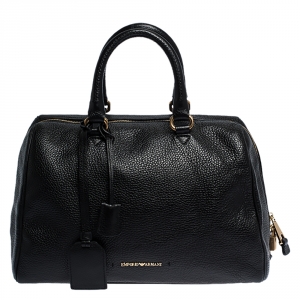 Emporio Armani Black Leather Dome Satchel