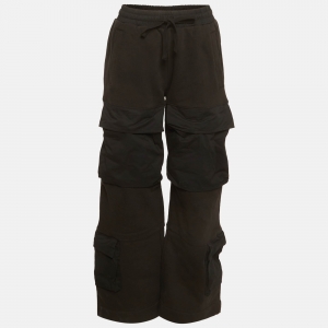 Pre Owned Entire Studio Black Jersey Utility Track Pants S