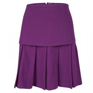 Ermanno Scervino Purple Wool Pleated Mini Skirt M