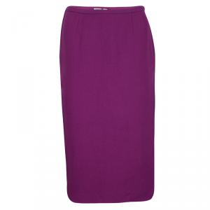 Ermanno Scervino Purple Wool High Waist Midi Skirt M