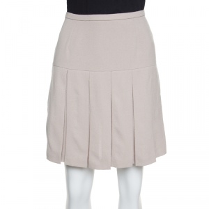Ermanno Scervino Beige Wool Pleated Mini Skirt M
