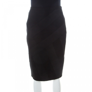 Escada Black Stretch Knit Paneled Roselis Pencil Skirt M