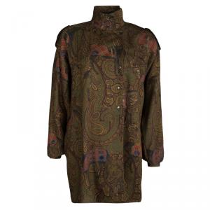 Escada Margaretha Ley Multicolor Paisley Horse Print Wool Blouse M