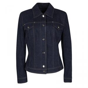 Escada Indigo Dark Wash Denim Buckle Detail Button Front Jacket S
