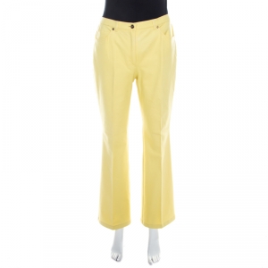 Escada Yellow Cotton Stretch Denim High Rise Flared Jeans M