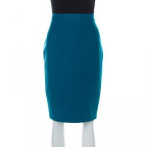 Escada Blue Wool Pencil Skirt M
