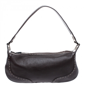 Escada Dark Brown Leather Eluna Shoulder Bag
