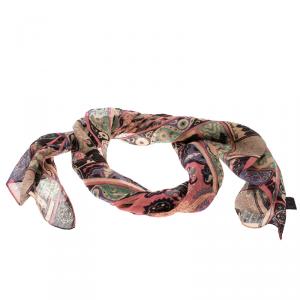 Pre Owned Etro Multicolor Printed Linen and Silk Stole