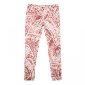 Pre Owned Etro Red Paisley Printed Denim Slim Fit Jeans M