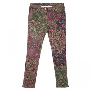 Etro Multicolor Floral and Paisley Print Slim Fit Denim Jeans L