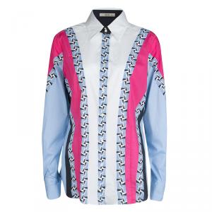 Pre Owned Etro Colorblock Printed Cotton Long Sleeve Button Front Shirt M