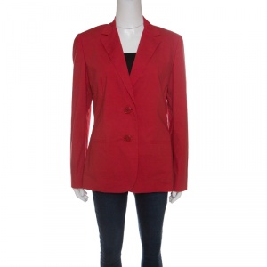 Pre Owned Etro Red Cotton Two Button Blazer L