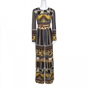 Etro Multicolor Geometric Printed Long Sleeve Jumpsuit M