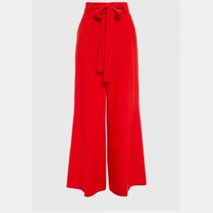 Etro Red Silk Wide Leg Pants L (IT 44)
