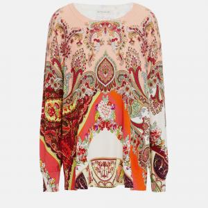 Etro Red Printed Knit Crew Neck Sweater L (IT 44)