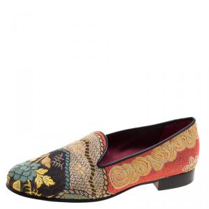 Etro Multicolor Printed Fabric Loafers Size 36