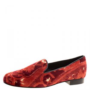 Etro Red Brocade Velvet Smoking Slippers Size 38