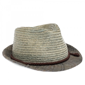 Pre Owned Etro Light Beige Straw Fedora Hat XL 
