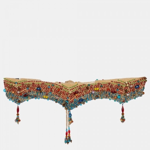 Pre Owned Etro Multicolour Beaded Velvet Tie Detail Waist Belt