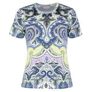 Pre Owned Etro Multicolor Paisley Print Short Sleeve T-Shirt L