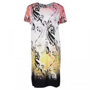 Pre Owned Etro Multicolor Printed Silk Short Sleeve Shift Dress M
