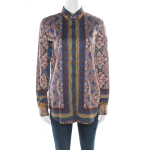 Pre Owned Etro Multicolor Baroque Printed Cotton Long Sleeve Button Front Shirt M
