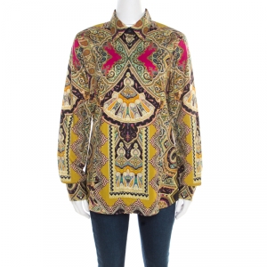 Etro Multicolor Paisley Printed Cotton Stretch Button Front Shirt L