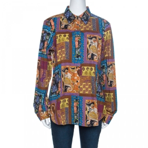 Pre Owned Etro Multicolor Patchwork Print Cotton Button Front Shirt XL