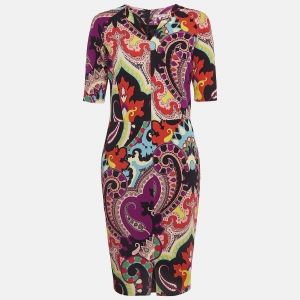 Pre Owned Etro Multicolor Printed Jersey Short Dress M
