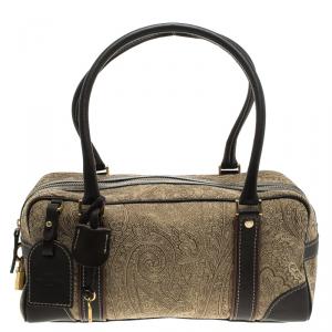 Etro Beige Paisley Printed Fabric Bowling Bag