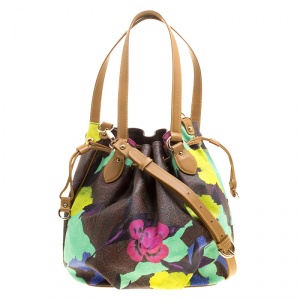 Pre Owned Etro Paisley and Floral Printed Coated Canvas and Leather Bucket Shoulder Bag