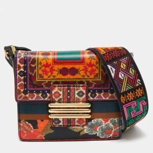 Pre Owned Etro Multicolor Printed Leather Crossbody Bag