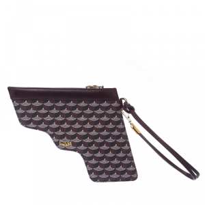 Pre Owned Faure Le Page Burgundy Coated Canvas Calibre 22 Wrislet Pouch
