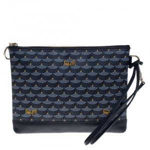 Faure Le Page Blue Coated Canvas Wristlet Clutch