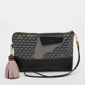 Faure Le Page Multicolor Coated Canvas and Leather Wristlet Clutch