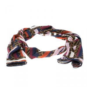 مملوكة مسبقًا وشاح فندي حرير طباعة طباشير وزوكا