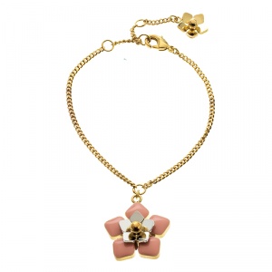 مملوكة مسبقًا سوار فندي بلوسوم وردي إيناميل ذهبي اللون