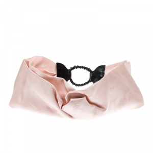 Fendi Pink Silk Leather Trim Detail Headband 
