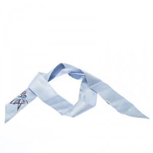 مملوكة مسبقًا Fendi Blue Silk Jacquard Bamboline Artico Bandeau Scarf