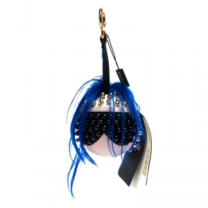 Pre Owned Fendi Blue Leather Punkito Bag Charm