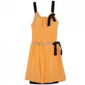 Pre Owned Fendi Silk Crepe Asymmetrical Dress S