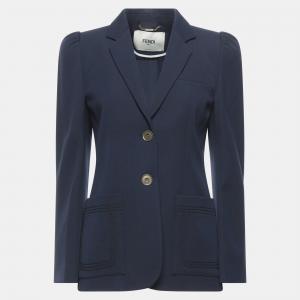 Fendi Navy Blue Virgin Wool Blazer M (IT 42)